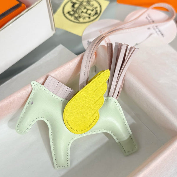 HM Rodeo Pegase PM Charm Mint Green Pink Yellow Lambskin