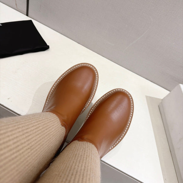 CE 26s Sock Long Boots Brown Lambskin Cotton 101096
