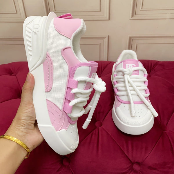 DC 25 Casual Sports Shoes White Pink Cowhide & Mesh 232259