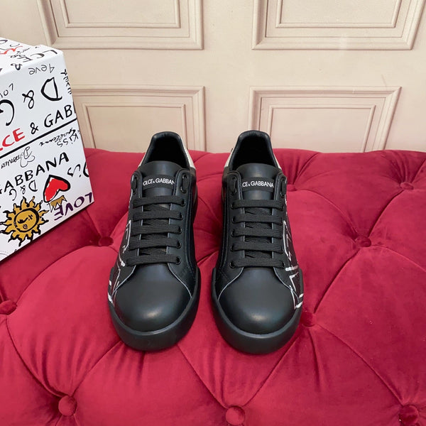 DC 25 Portofino Sneakers Black Eagle-Print & Sheepskin 271107