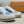 LV TRAINERS IN WHITE CALFSKIN AND SAPPHIRE BLUE JACQUARD