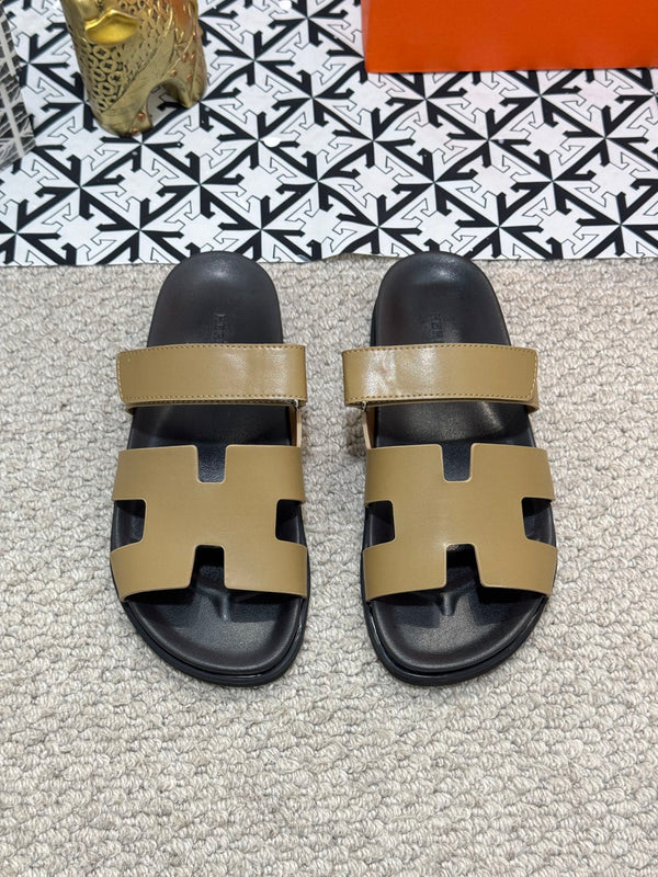 HM Men's Chypre Slide Moss Green Cowhide 542931