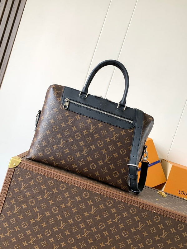 LV N54109 Porte-Documents Jour Briefcase Brown Monogram Canvas