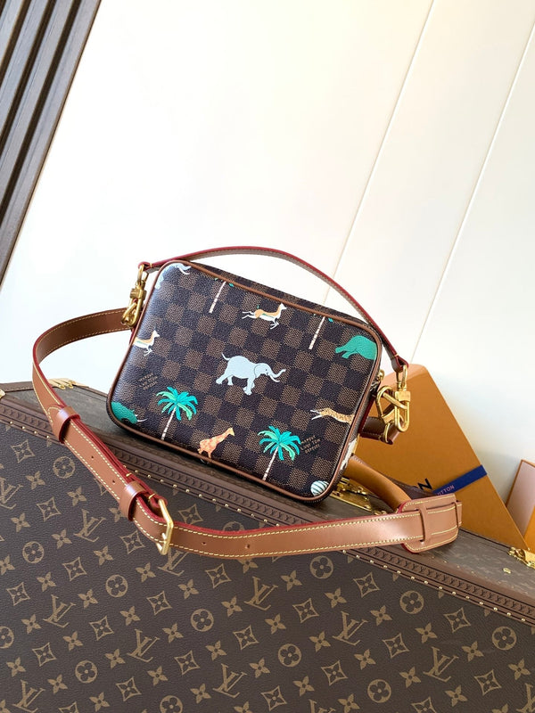 LV Nil Messenger Bag 25cm Brown Animal Printed Monogram Canvas