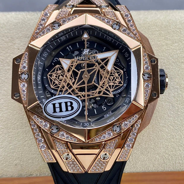 Hublot Big Bang Sang Bleu II Rose Gold Black Pavé 45mm Watch