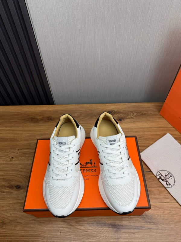 HM Men's Sneaker White Mesh Cowhide 519226