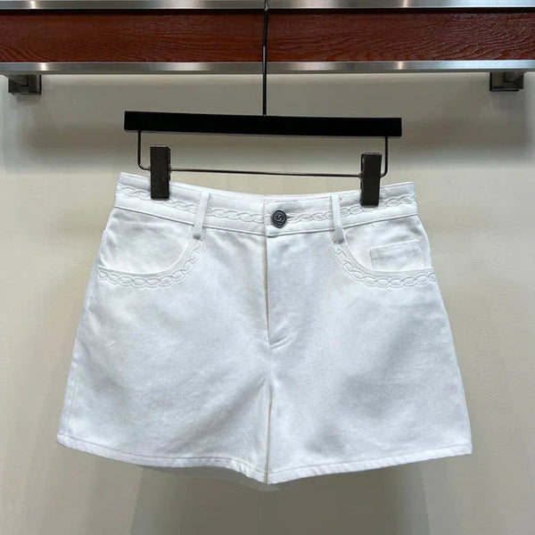 Chanel 2026 High-Waisted Denim Short White Cotton 360488