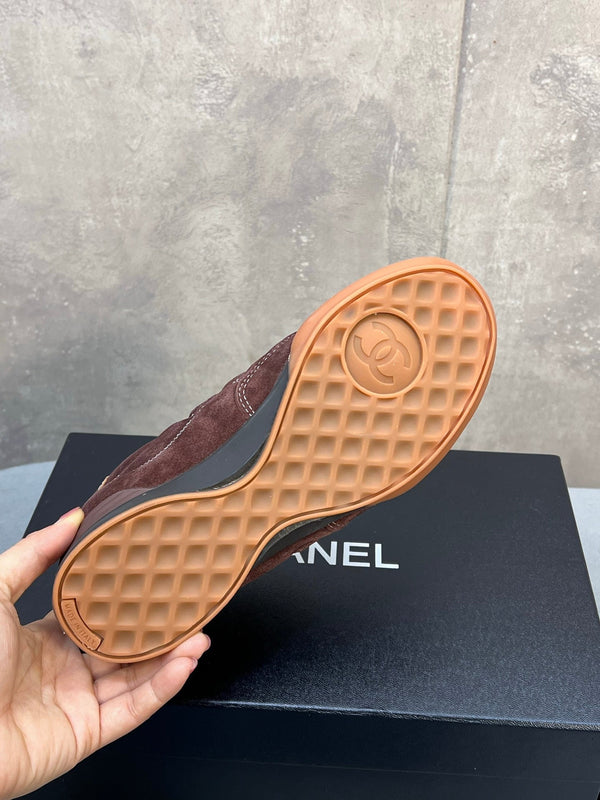 Chanel 26s Sneakers In Dark Brown Suede Quilted Cc Logo