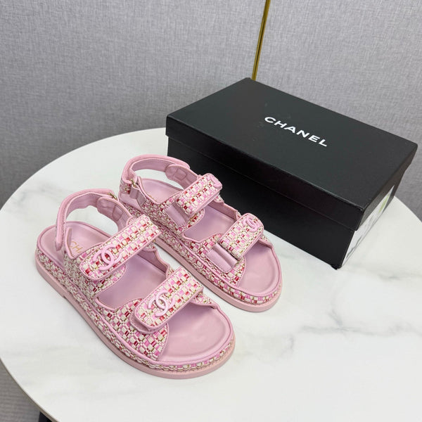 CC Dad Sandal Pink Tweed Sheepskin 620125