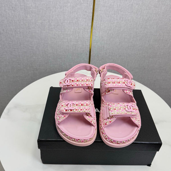 CC Dad Sandal Pink Tweed Sheepskin 620125