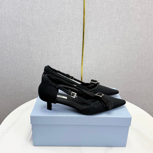 Prada Pumps 4.5cm Black Canvas 639960