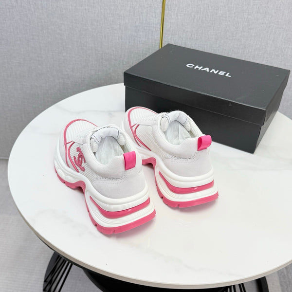 CC 26s Casual Sneakers White Hot Pink Mesh Suede 865838