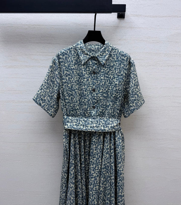 LP 26s Long Dress Butter/Avio Linen 398045