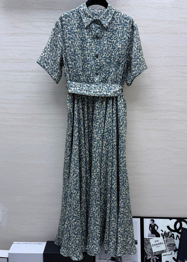 LP 26s Long Dress Butter/Avio Linen 398045