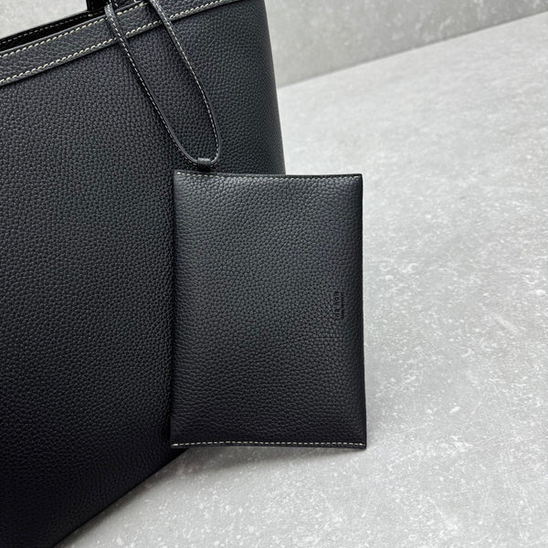 The Row 2025 Park Tote Stitch Bag Black 30cm Leather