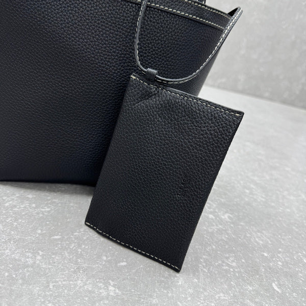The Row 2025 Park Tote Stitch Bag Black 22cm Leather
