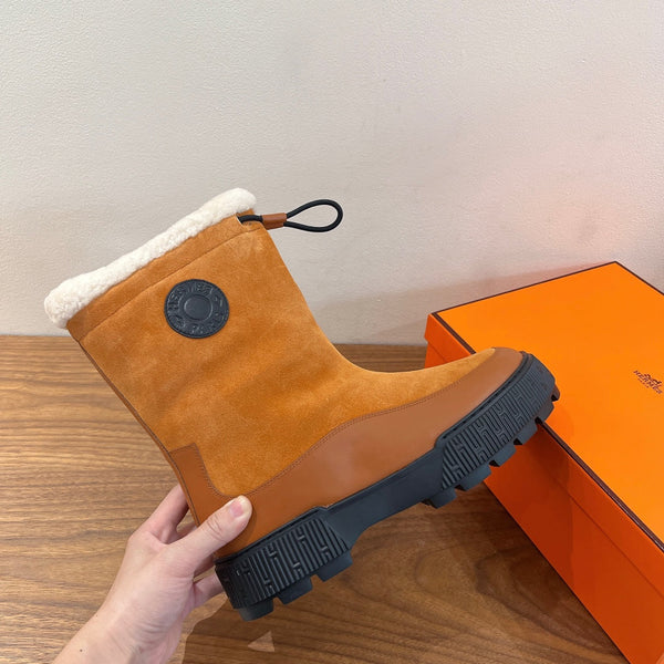 HM 26S Journey Botines 4cm Tan Suede Shearling 110583