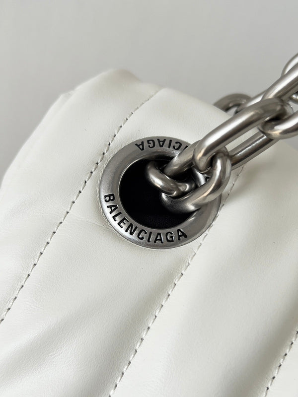 MONACO BAG 43 IN WHITE QUILTED THIN CALFSKIN SILVER HARDWARE