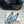Hangisi 10mm Ballet Flat Ocean Blue Linen with Black Leather Jewel Buckle 161062