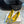 Hangisi 100 Yellow Linen with Black Leather Jewel Buckle Pumps 161072