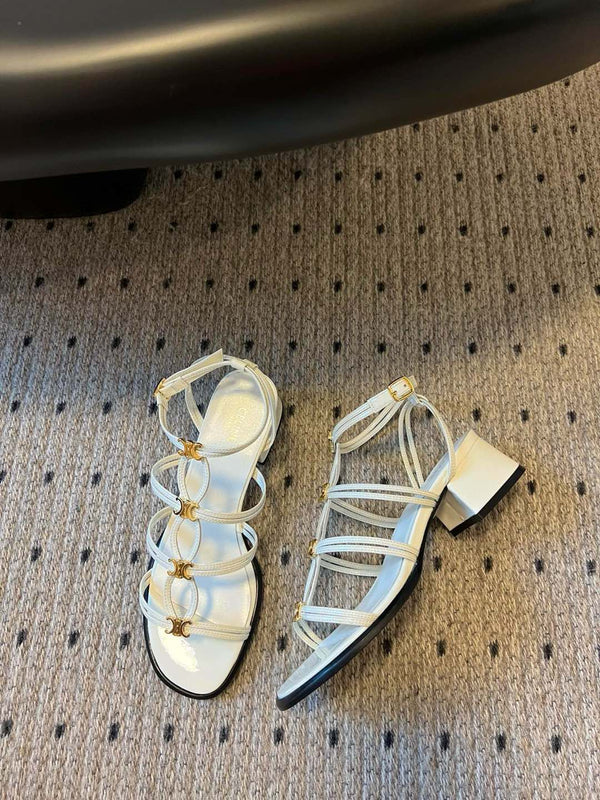 CLEMENCE MULTI TRIOMPHE 45 MM SANDAL IN WHITE LAMBSKIN