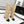 CC 25 High Boots With Chain 55mm Beige Cowhide Black Grosgrain 374025
