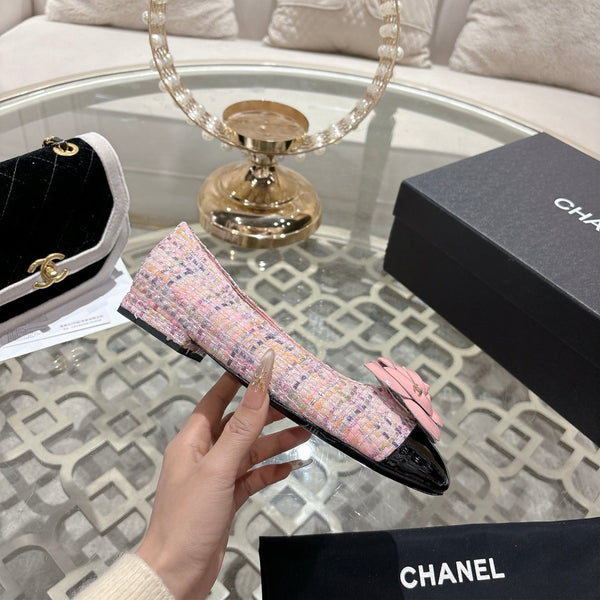 CC 26s Camellia Ballet Flat Pink Leather Tweed 736500