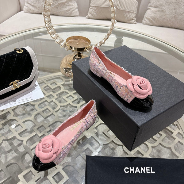 CC 26s Camellia Ballet Flat Pink Leather Tweed 736500