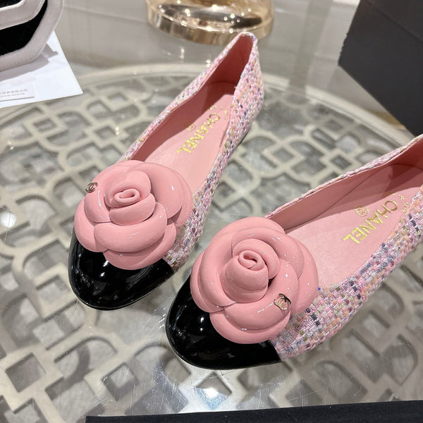 CC 26s Camellia Ballet Flat Pink Leather Tweed 736500