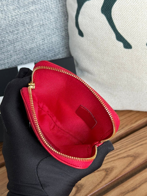 cc 19 zipped coin purse 11cm black lambskin gold hardware