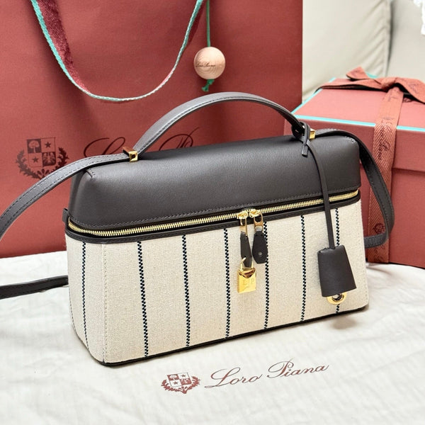 LP Extra Pouch L27 Dark Brown Calfskin Linen 282227