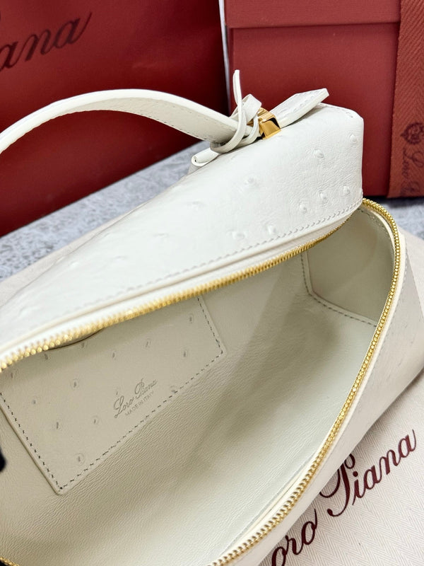 LP Extra Pouch L23 Off-White Ostrich Pattern Leather
