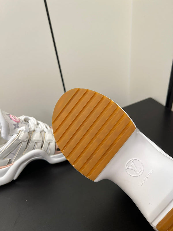 LV Archlight Sneaker 50mm White Mix Pastel Pink Monogram Jacquard Fabric
