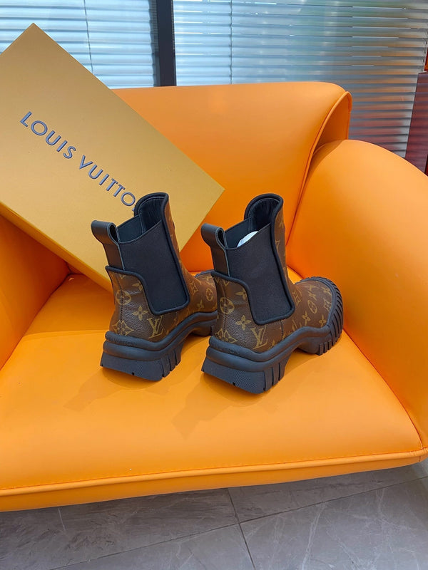 LV Ruby Flat Ankle Boot 55mm Dark Brown Cowhide