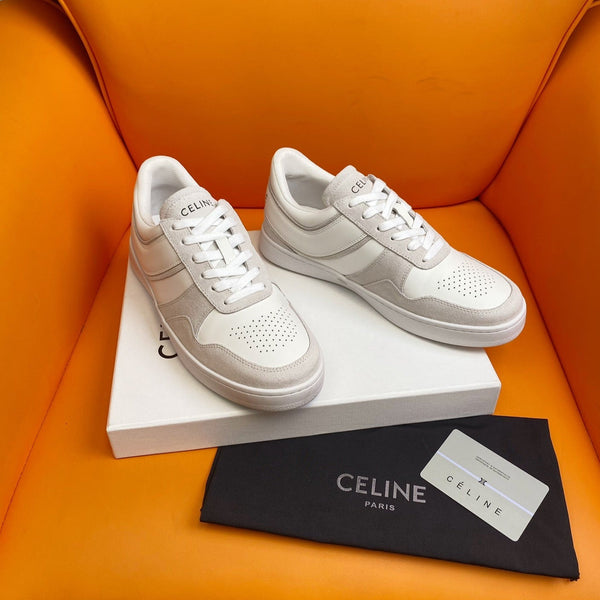TRAINER LOW LACE-UP SNEAKER IN CALFSKIN OPTIC WHITE PEARL GRAY