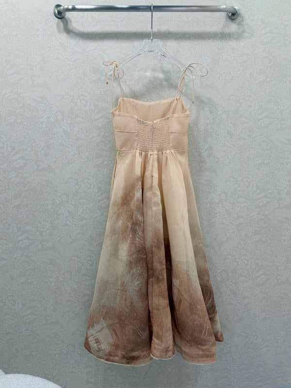 Zimmermann Polly Dress Brown Beige Cotton 347318