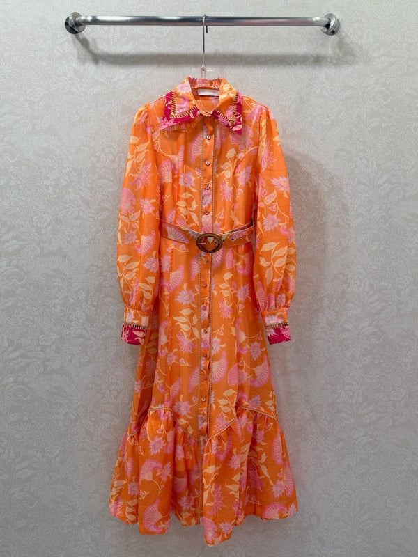 Zimmermann August Pledge Mini Dress Orange Cotton 339890