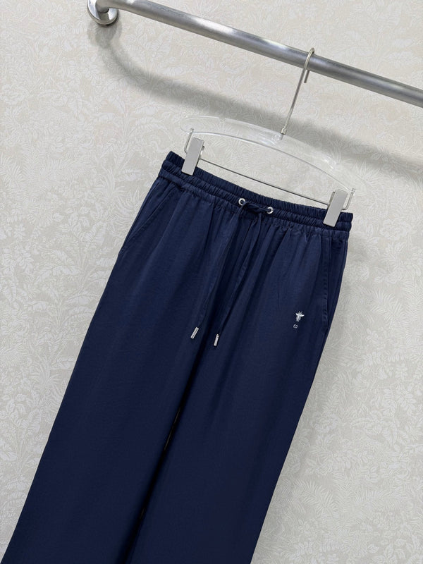 CD 26s Wide-Leg Pants Navy Blue Rayon Coppe 352027