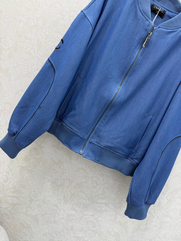 CC 26s Ribbed Collar and Stripe Jacket Blue Denim 353034