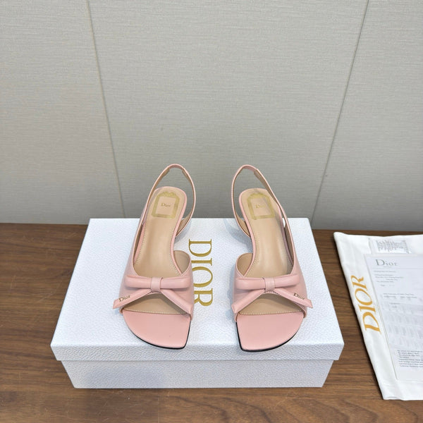 CD 26s Bow Heeled Slingback 1.5cm Light Pink Lambskin 922491