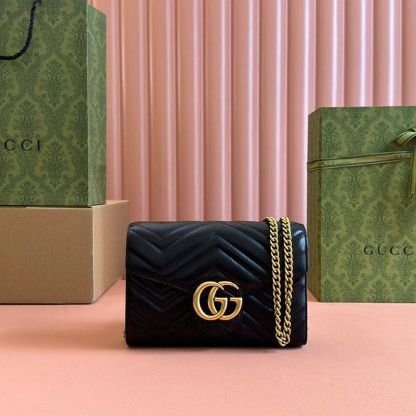 MARMONT SMALL SHOULDER BAG 20 IN BLACK LAMBSKIN GOLD HARDWARE