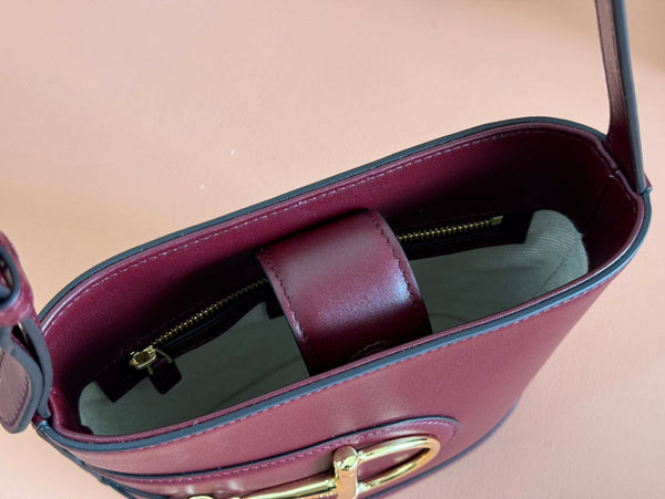 Gucci 73 Mini Bucket Bag Rosso Ancora Red Smooth Leather 239681
