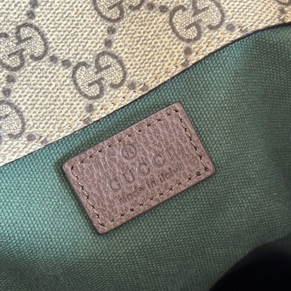 GG 26s Ophidia Large Backpack 46 In Beige And Brown Canvas