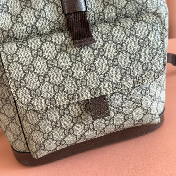 GG 26s Ophidia Large Backpack 40 In Beige And Brown Canvas