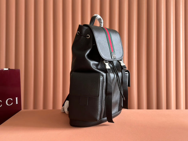 GG 26s Ophidia Large Backpack 46 In Black Calfskin