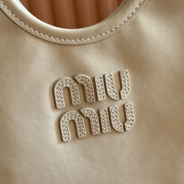Miu IVY Handbag Light Beige Leather 280984