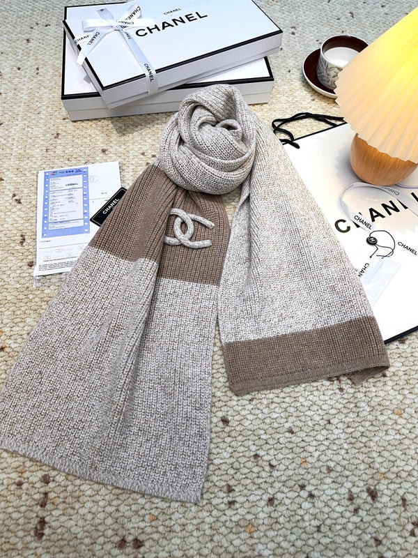 CC 25 Classic Scarf 175cm Light Gray Brown Wool 971059
