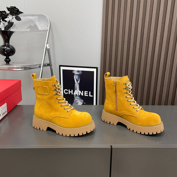Valentino Ankle Boots 30MM In Orange Yellow Suede 996148