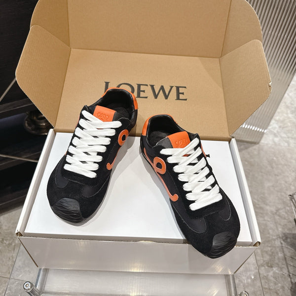 LOEW 26s Ballet Runner 2.0 Black Orange Suede Sheepskin 683937