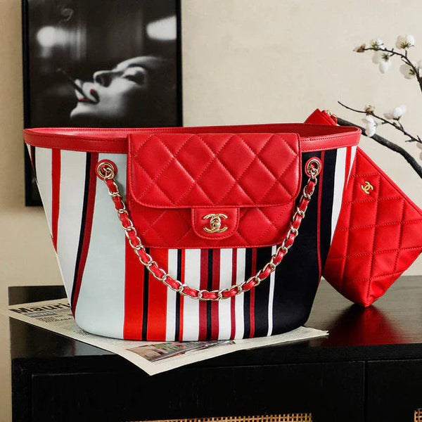 CC 2026 Bag 54cm Red Mix Colors Canvas Leather